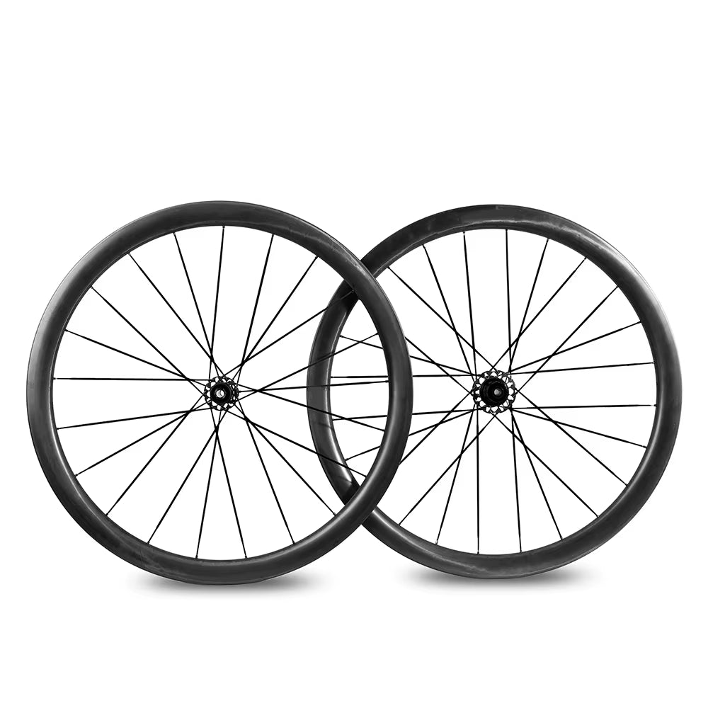 700C Carbon Spoke Wheelsets Carbon Wheelset 40C Paintless Surface Ceramic Bearing Hub Disc Brake Center Lock 100*12 142*12