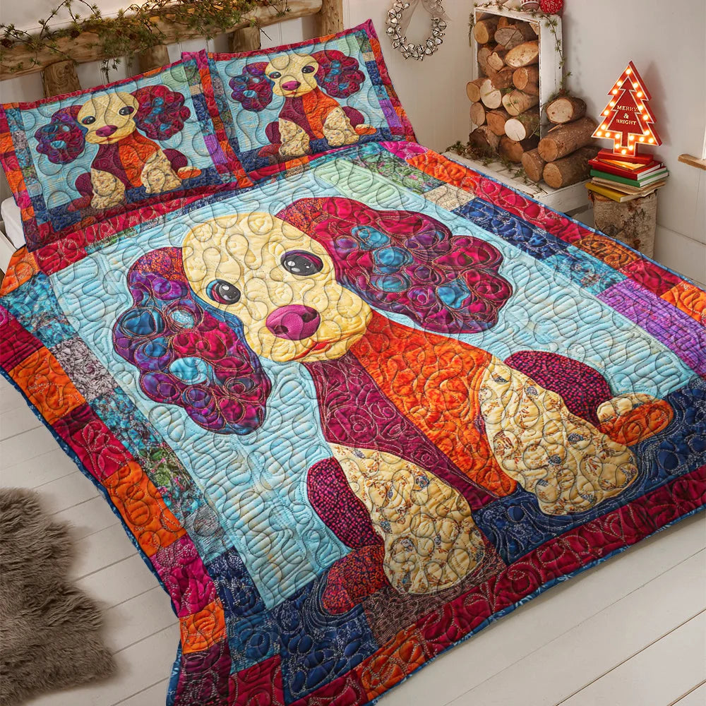 Poodles Dog Christmas Quilt Bed Set Gifts for Dog Lovers 02HUDT061124