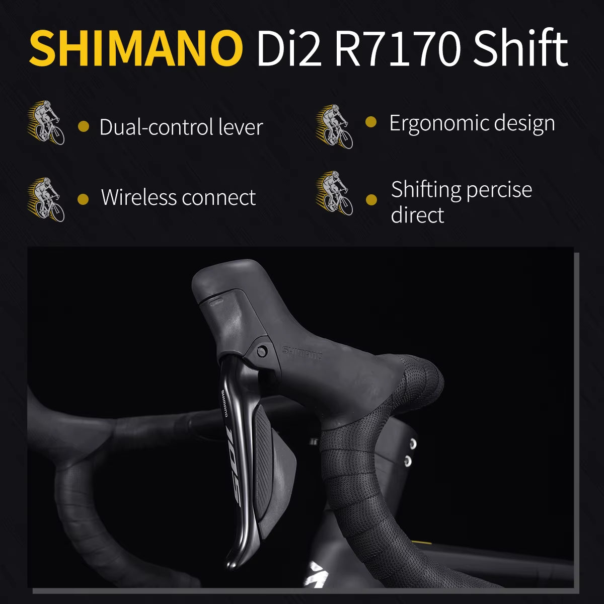 R7 Carbon Fiber Road Bike Carbon Frame, Handlebars, Fork Shimano Di2 R7170 24Speed Shift Kit, UCI CE Certified Adult Racing