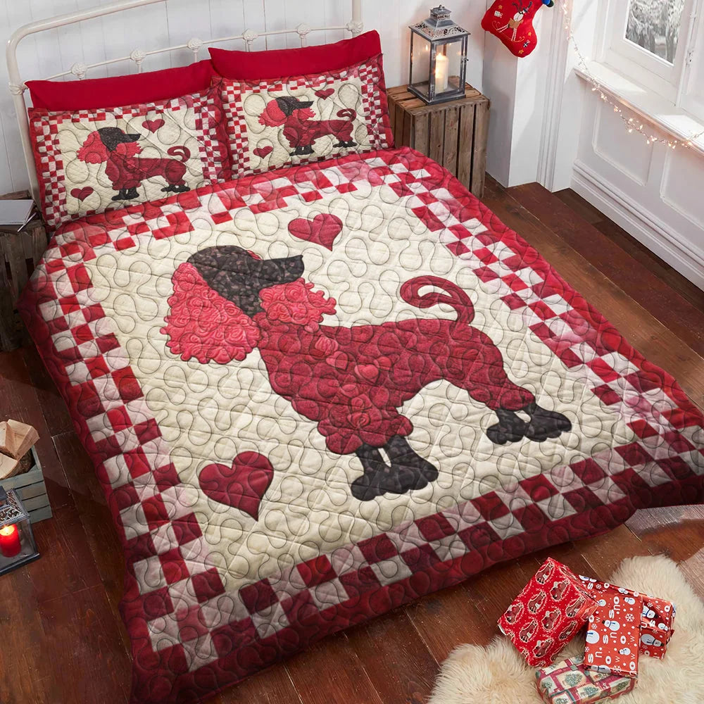 Poodles Dog Christmas Quilt Bed Set Gifts for Dog Lovers 02HUDT061124