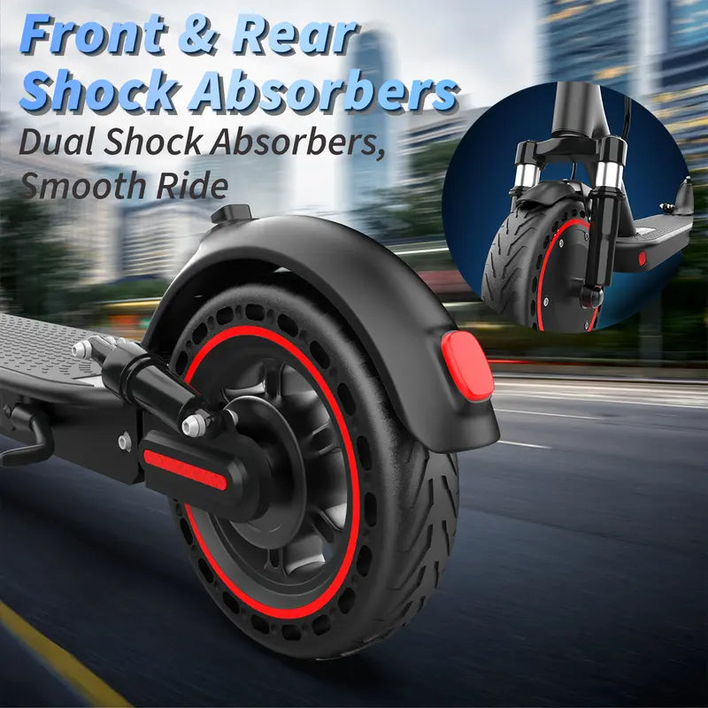 【Aopo】Adult Electric Scooter, 350W/500W Motor, 8.5/10" Solid Tire Grip, 19/22MPH Speed, Dual-Suspension, Dual Brake Safety, Aluminum Alloy, Certified Foldable, Compact Lightweight, App Control, LED Display & Brake Tail Light, Commuting Kick Scooter