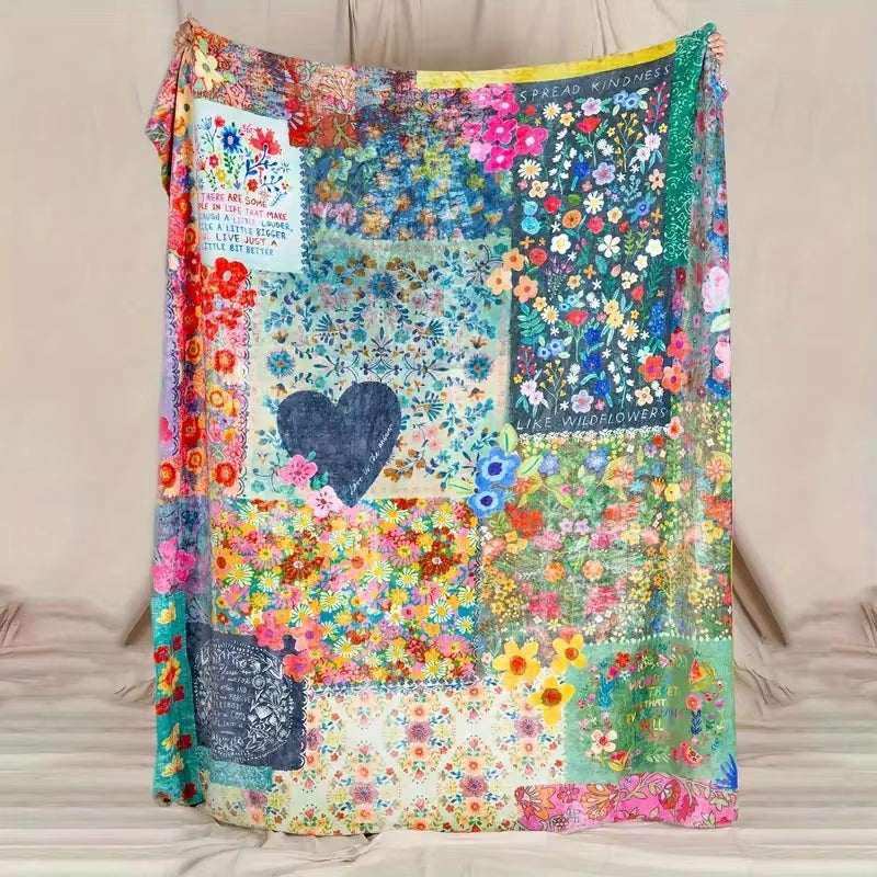Heart Print Blanket Flannel Blanke Bed Sofa Travel Camping Super Soft Cozy Plush Blanket Love Print Blanket for All Seasons