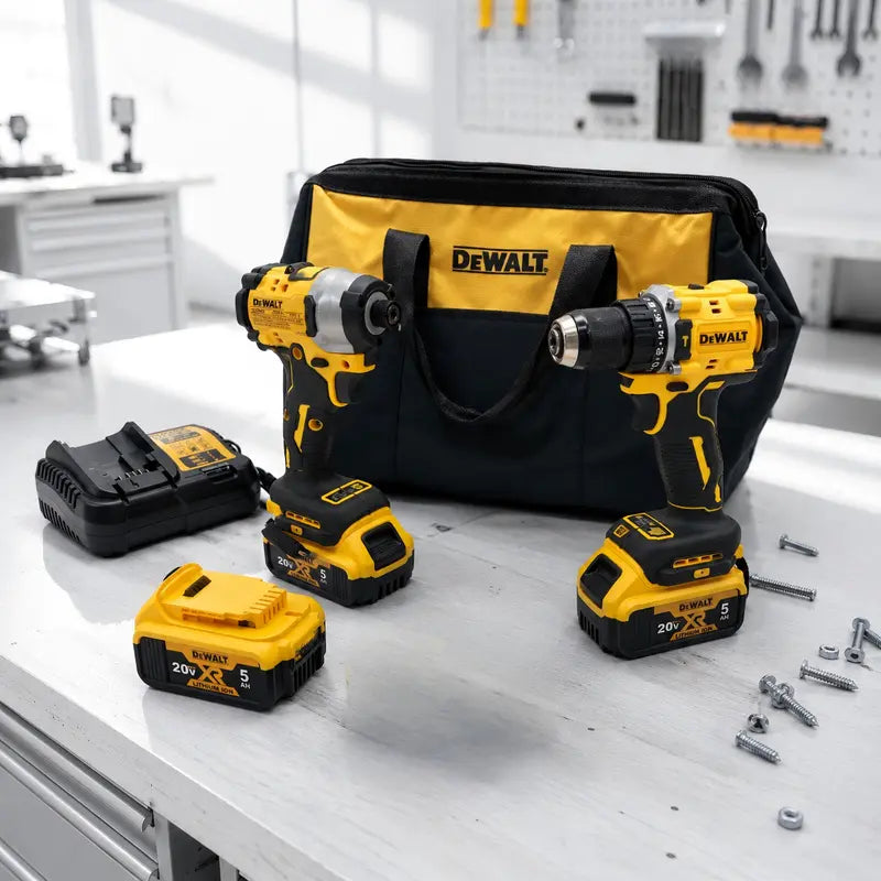 DEWALT DCF850 Impact Driver & DCF805 Hammer Drill Cordless Combo Set - High Torque, Dual Adjustable Variable Speeds, Lithium-Ion Heavy-Duty Power Tools with Charger for Construction Professionals