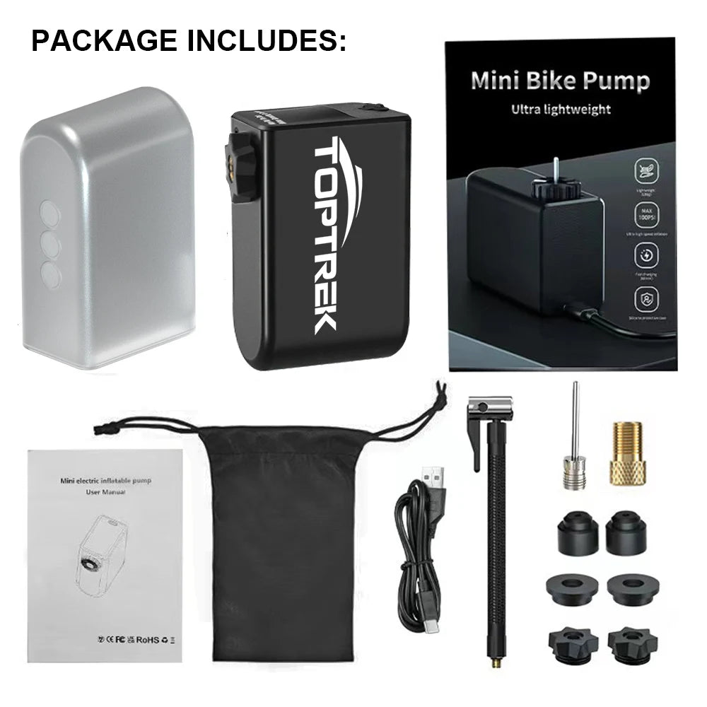 Experience Ultimate Convenience with the Toptrek 100Psi Mini Electric Air Pump – Your Portable Solution for Fast Inflation!