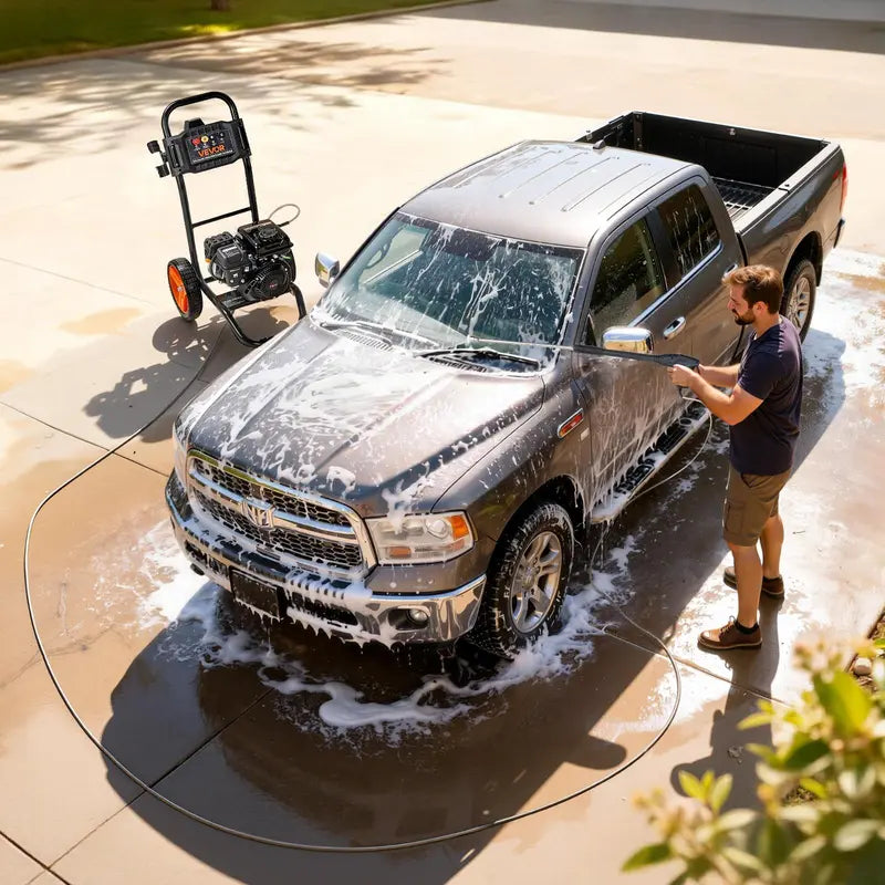 VEVOR Upgraded Portable Gas Pressure Washer, 2900 PSI, 1.85 Max GPM, Aluminum Pump, Spray Gun, Wand, 4-Nozzle Set, 1.6 L Fuel Tank, 10-Inch Wheels, 26.3 Ft Reach, for Cars, Daily Cleaning, Saves Time and Effort, Easy Operation, Father'S Day Gifts