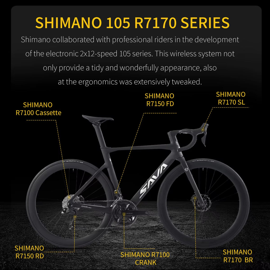 R7 Carbon Fiber Road Bike Carbon Frame, Handlebars, Fork Shimano Di2 R7170 24Speed Shift Kit, UCI CE Certified Adult Racing