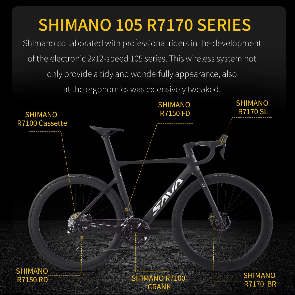 R7 Carbon Fiber Road Bike Carbon Frame, Handlebars, Fork Shimano Di2 R7170 24Speed Shift Kit, UCI CE Certified Adult Racing