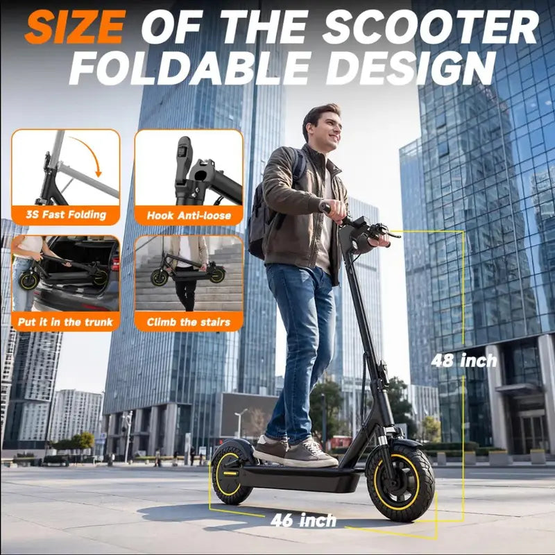 【Aopo】Adult Electric Scooter, 350W/500W Motor, 8.5/10" Solid Tire Grip, 19/22MPH Speed, Dual-Suspension, Dual Brake Safety, Aluminum Alloy, Certified Foldable, Compact Lightweight, App Control, LED Display & Brake Tail Light, Commuting Kick Scooter