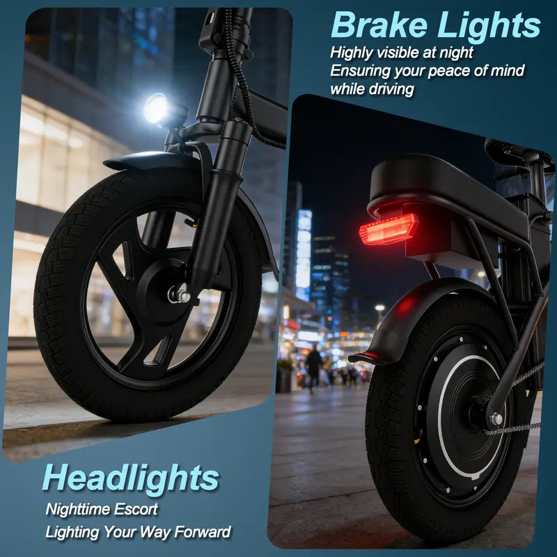 【SPORT】 Electric Bike | 750W Peak Power | Top Speed 22 MPH | 14" Pneumatic Tires | 22–40 Mile Range | Dual Seat | Single Brake Lever | Height Adjustable Seat【 VT14】