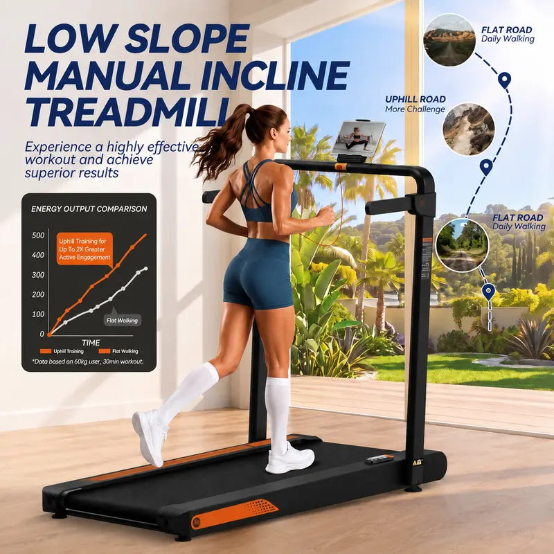 Foldable Walking Pad with Vibration Plate and Handle Bar, Adjustable Incline Treadmill, 750W Quiet Motor under Desk Walking Pad, Smart APP & Remote Control, Wheels for Easy Mobility, 4-In-1 Home Workout Equipment