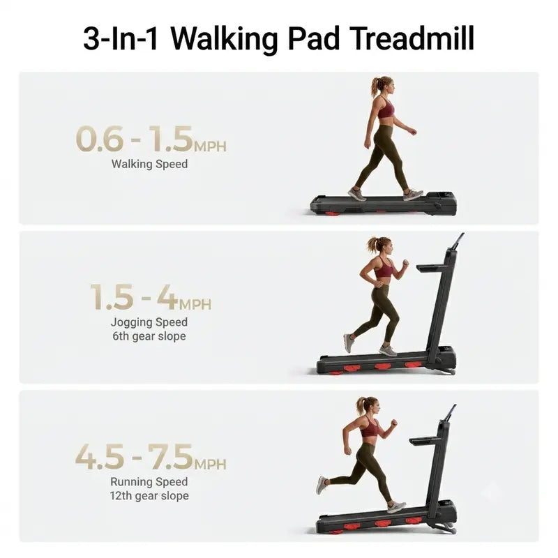 UMAY Auto Incline Treadmill with 3 LED Display | 3.0HP 300LBS Heavy Duty 10S Foldable Walking Pad | under Desk Home Office Workout | Compact Gym Machine for Men & Women Low-Noise Motor Indoor Exercise Equipment Tiktokshopbacktoschool
