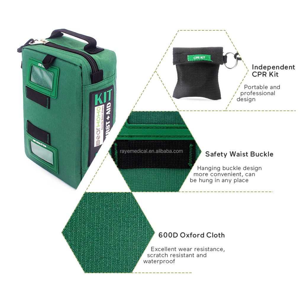 165-Piece Emergency Medical Rescue First Aid Kit Bag for Workplace Outdoors Car Luggage Adventure Trips Hiking Survival Kits