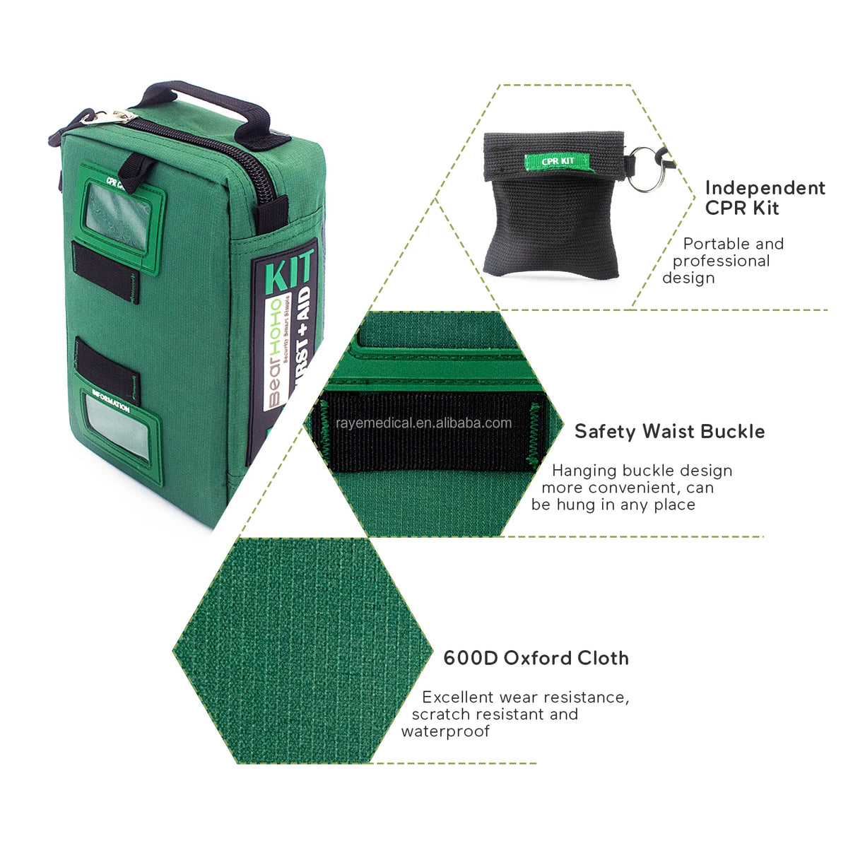 165-Piece Emergency Medical Rescue First Aid Kit Bag for Workplace Outdoors Car Luggage Adventure Trips Hiking Survival Kits
