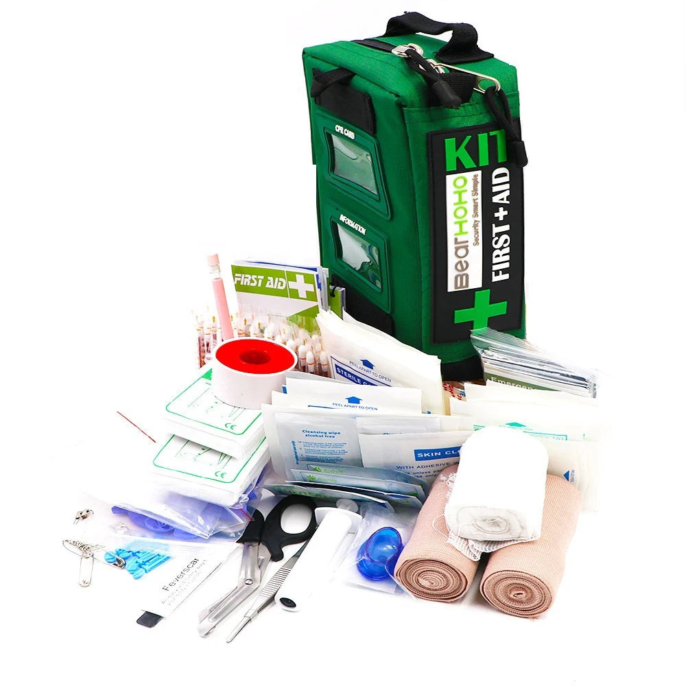 165-Piece Emergency Medical Rescue First Aid Kit Bag for Workplace Outdoors Car Luggage Adventure Trips Hiking Survival Kits
