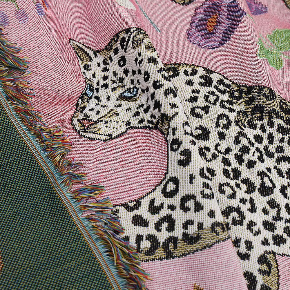 Beach Pink Blankets for Sofa Jacquard Leopard Blanket Knitted Throw Sofa Blanket Bedspread Sofa Cover Tapestry for Home Decor