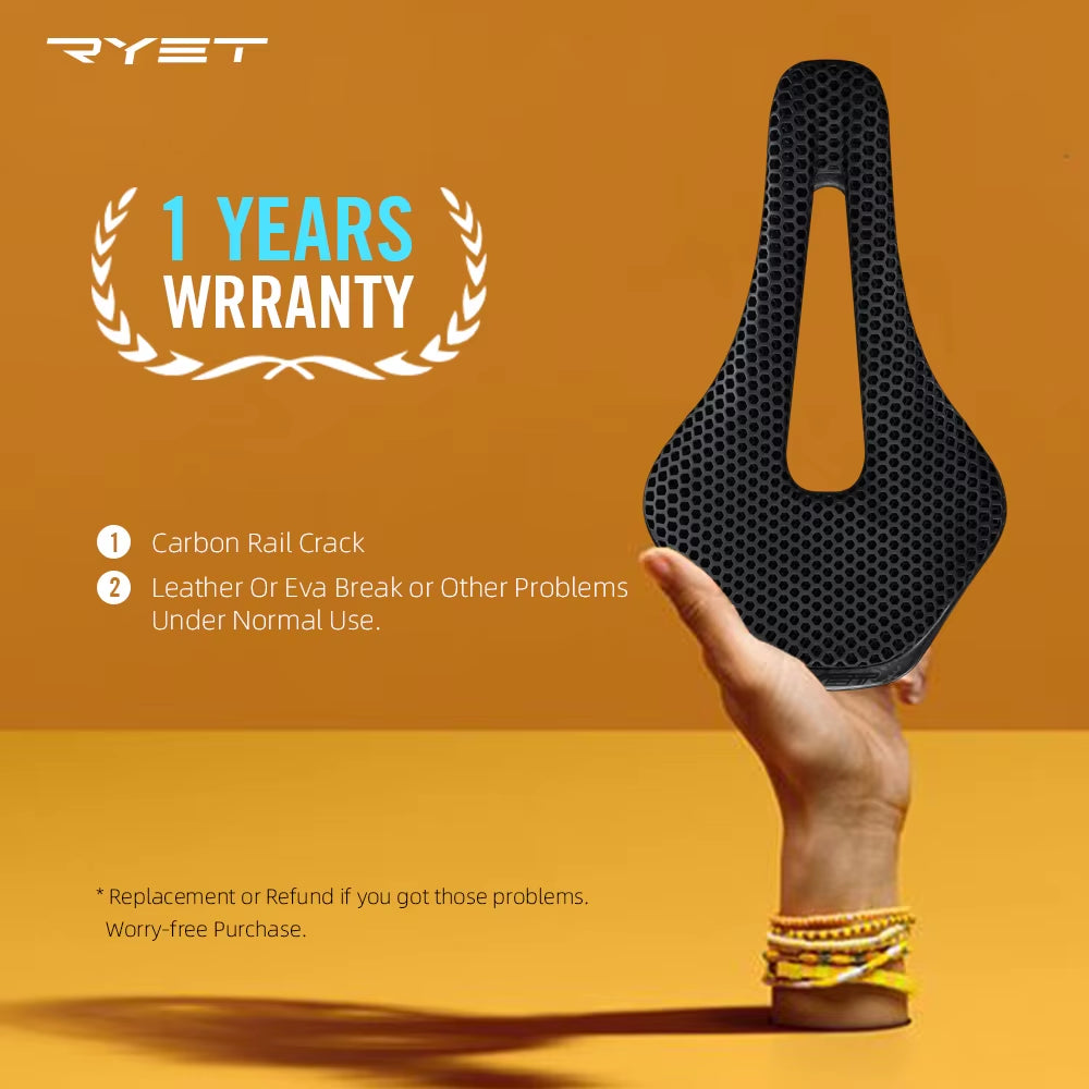 RYET 3D Printed Bicycle Saddle Ultralight Carbon Fiber Hollow Comfortable Breathable MTB Gravel Road Bike Cycling Seat Parts