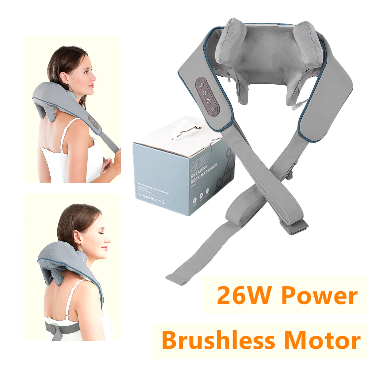 Wireless Neck and Back Massager Neck and Shoulder Kneading Massage Shawl Neck Cervical Relaxing Trapezius Massager