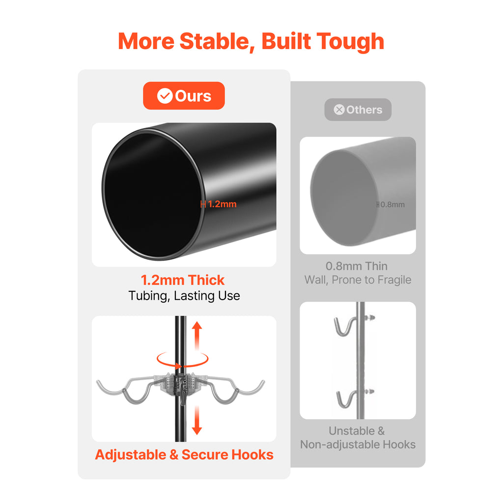 Bike Stand for 4 Bikes, Freestanding Vertical Bike Storage Rack, with Height-Adjustable Hooks, Heavy-Duty Carbon Steel Garage Bicycle Floor Stand, Ideal for Garage, Apartment, Home, Black