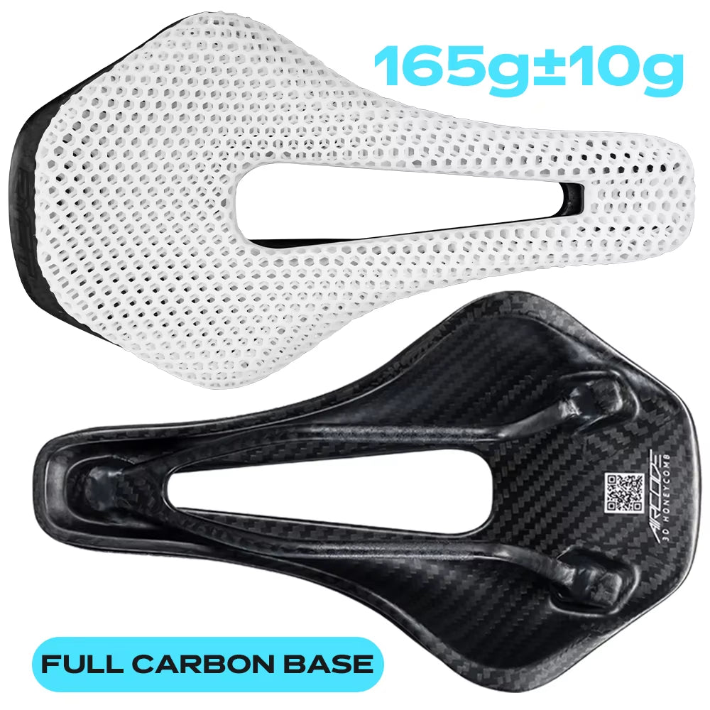 RYET 3D Printed Bicycle Saddle Ultralight Carbon Fiber Hollow Comfortable Breathable MTB Gravel Road Bike Cycling Seat Parts