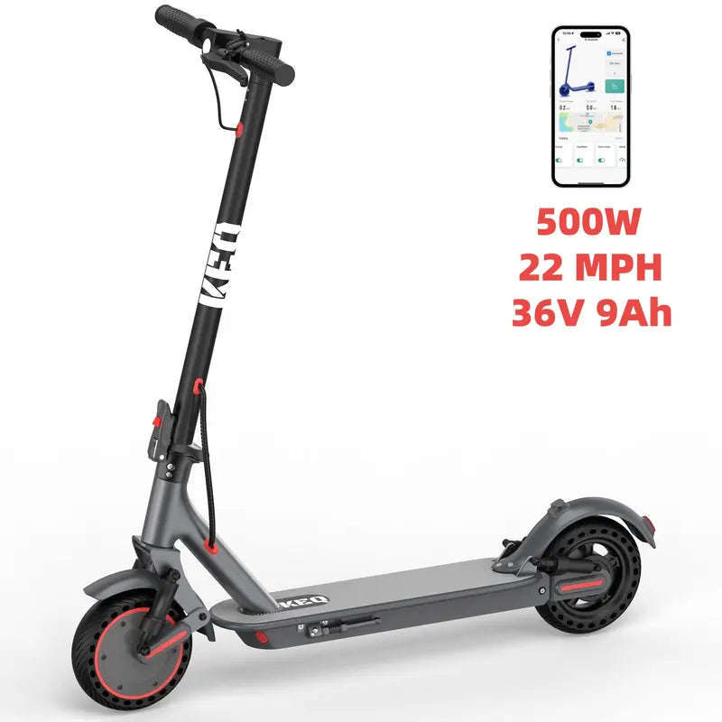 【Aopo】Adult Electric Scooter, 350W/500W Motor, 8.5/10" Solid Tire Grip, 19/22MPH Speed, Dual-Suspension, Dual Brake Safety, Aluminum Alloy, Certified Foldable, Compact Lightweight, App Control, LED Display & Brake Tail Light, Commuting Kick Scooter