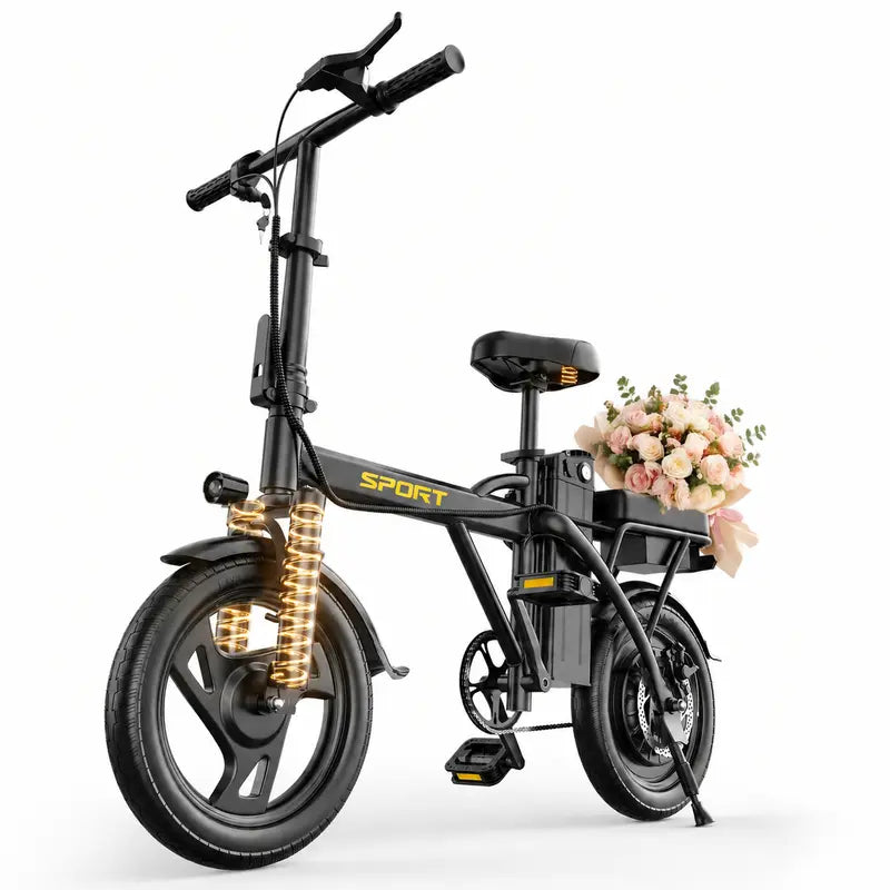 【SPORT】 Electric Bike | 750W Peak Power | Top Speed 22 MPH | 14" Pneumatic Tires | 22–40 Mile Range | Dual Seat | Single Brake Lever | Height Adjustable Seat【 VT14】