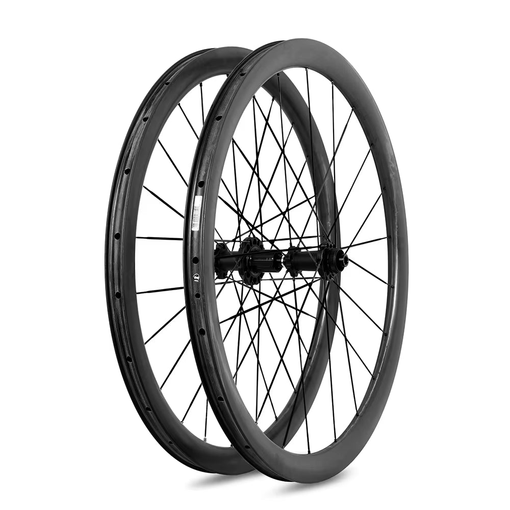 700C Carbon Spoke Wheelsets Carbon Wheelset 40C Paintless Surface Ceramic Bearing Hub Disc Brake Center Lock 100*12 142*12
