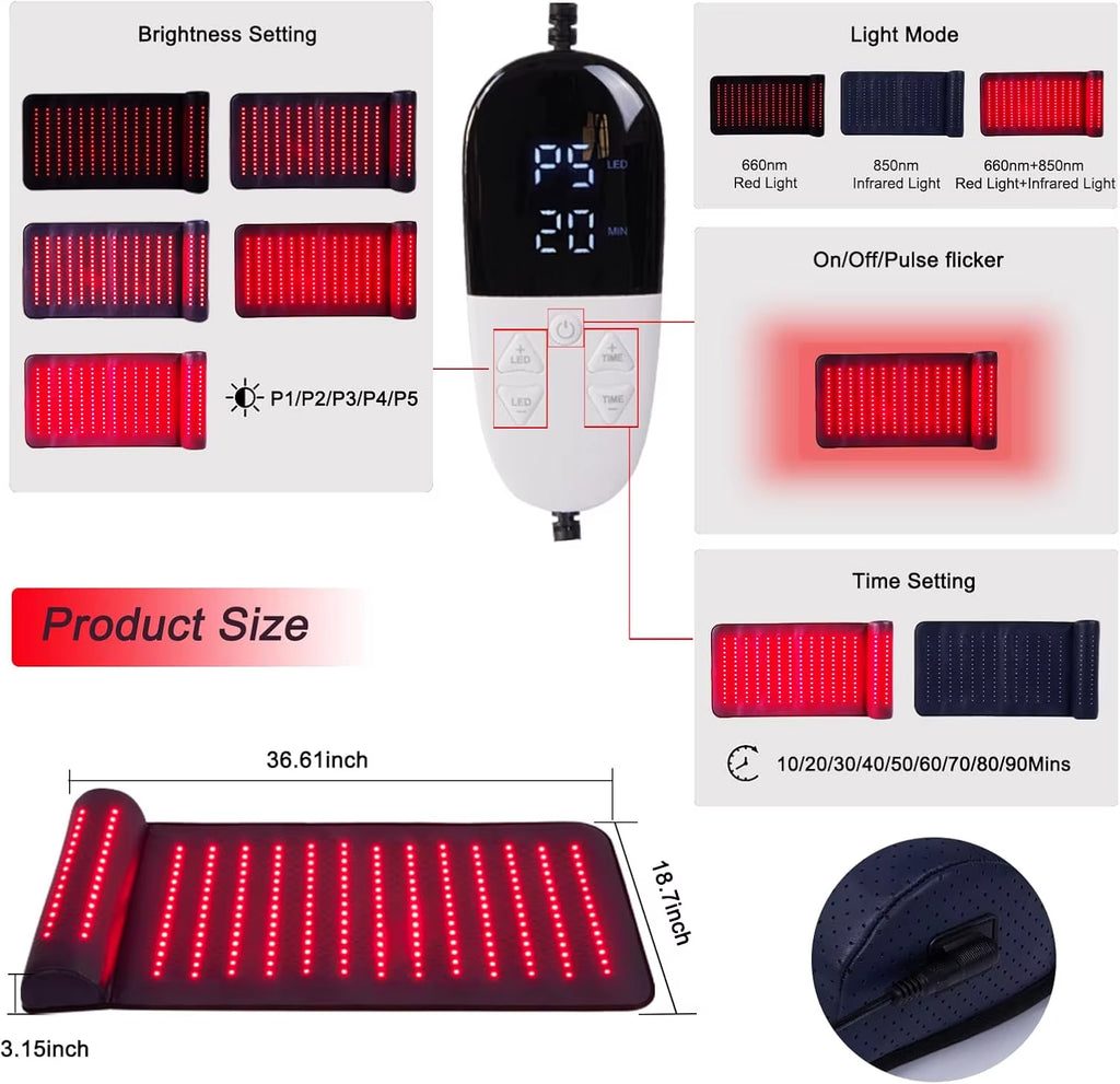 Red Light Therapy Massage Mat with 3D Neck Support & Far Infrared Heat – Professional Pain Relief for Home & Spa Use Relax