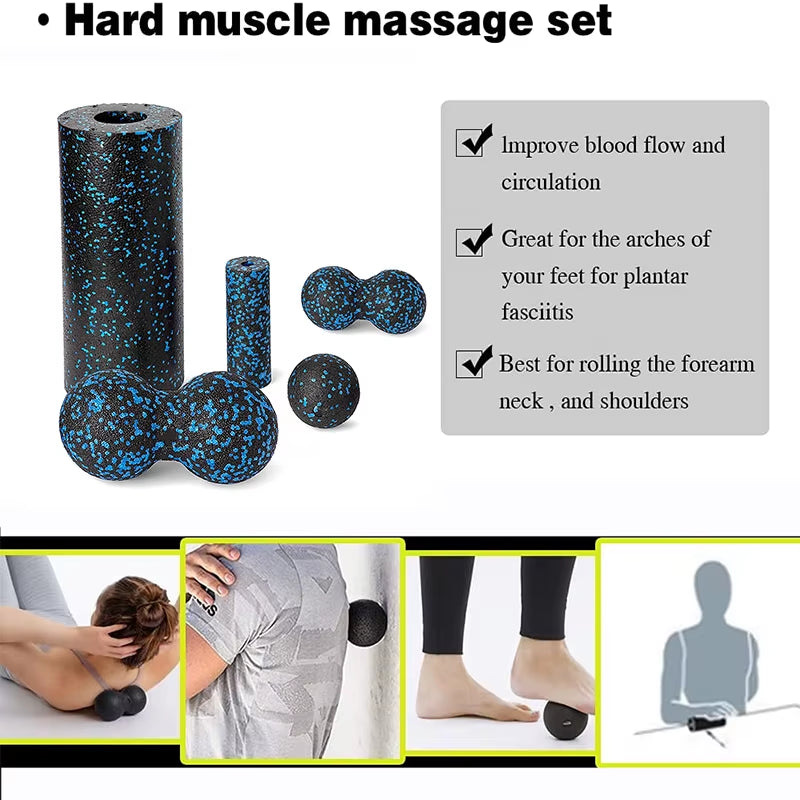 Fascia Massage Foam Rollers Fitness Balls Set EPP High Density Double Lacrosse Ball Yoga Column Deep Muscle Tissue Training