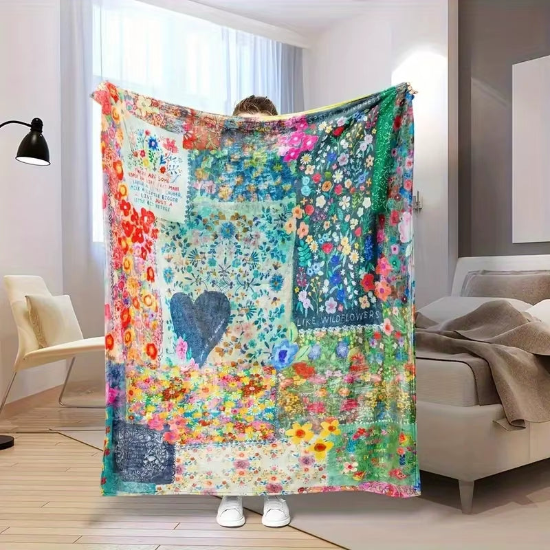 Heart Print Blanket Flannel Blanke Bed Sofa Travel Camping Super Soft Cozy Plush Blanket Love Print Blanket for All Seasons