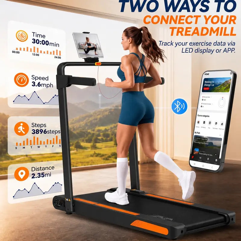 Foldable Walking Pad with Vibration Plate and Handle Bar, Adjustable Incline Treadmill, 750W Quiet Motor under Desk Walking Pad, Smart APP & Remote Control, Wheels for Easy Mobility, 4-In-1 Home Workout Equipment