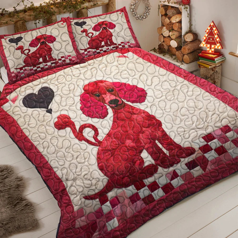 Poodles Dog Christmas Quilt Bed Set Gifts for Dog Lovers 02HUDT061124