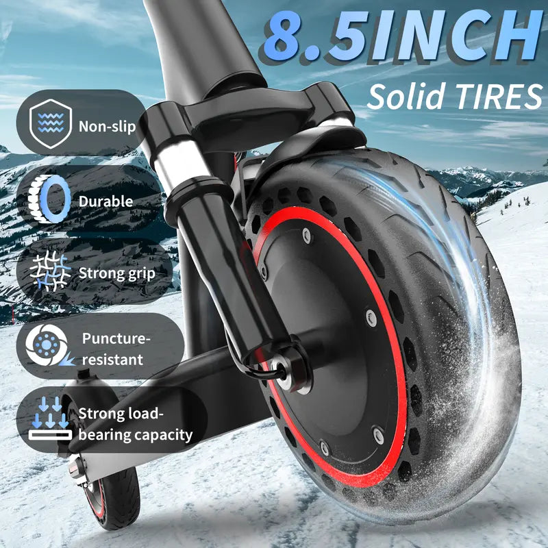 【Aopo】Adult Electric Scooter, 350W/500W Motor, 8.5/10" Solid Tire Grip, 19/22MPH Speed, Dual-Suspension, Dual Brake Safety, Aluminum Alloy, Certified Foldable, Compact Lightweight, App Control, LED Display & Brake Tail Light, Commuting Kick Scooter